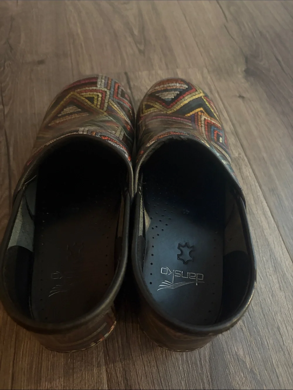 Dansko Multicolor Geometric Embroidered Clogs - Picture 6 of 6